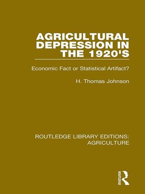 cover image of Agricultural Depression in the 1920's